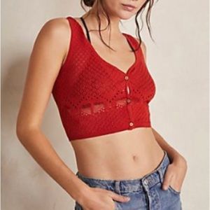 BNWT Free People Intimately Drift Off Crop Vest M Red